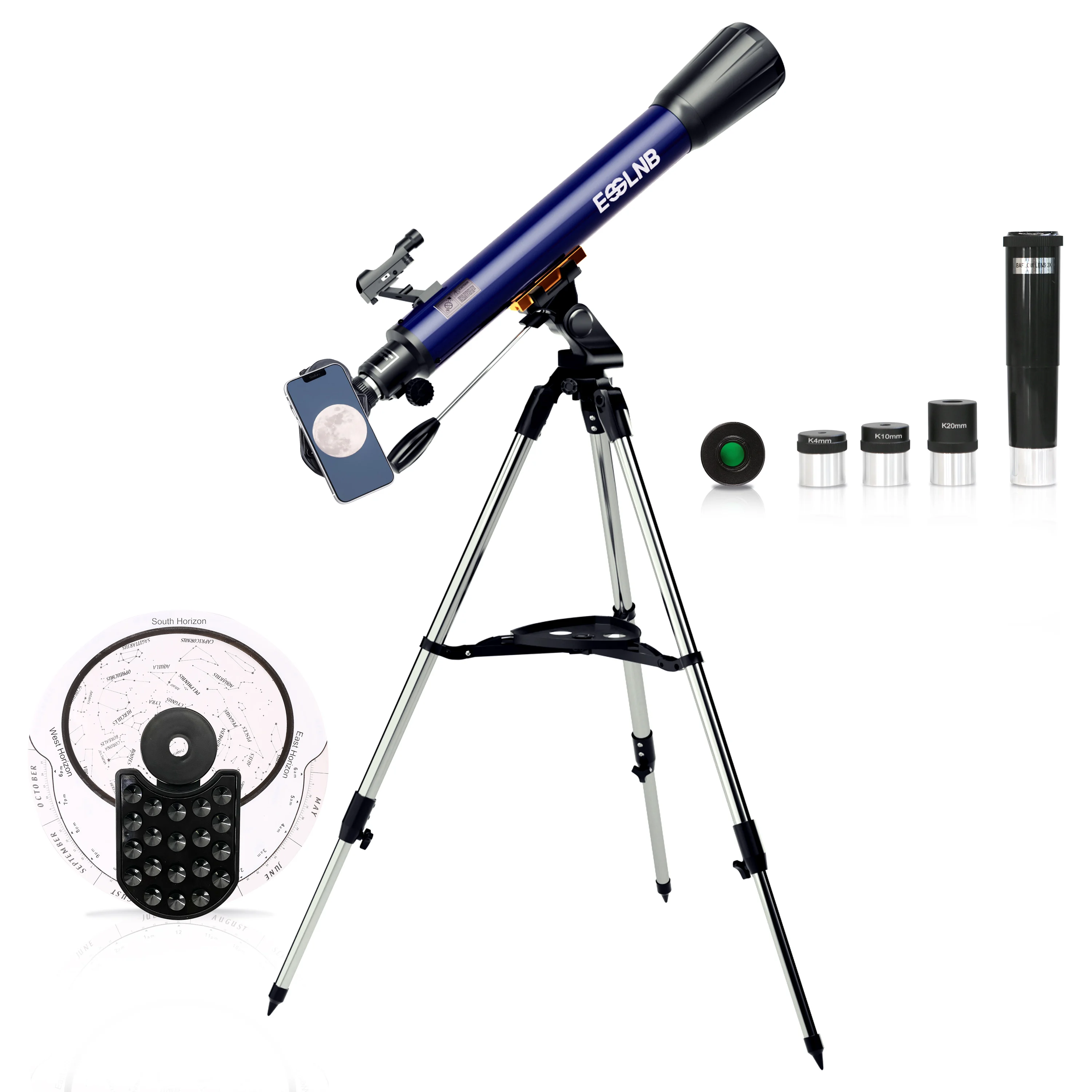 70070 Astronomical Telescope 70mm Full Coated Lens Max 525X with Mobile Adapter for Kids Adult Moon Watching