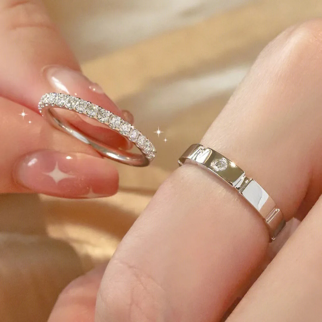 2 pcs 925 Silve Gorgeous Shiny Zircon Stone Ring For Women Engagement Wedding Luxury High Quality couple rings Sterling Silver