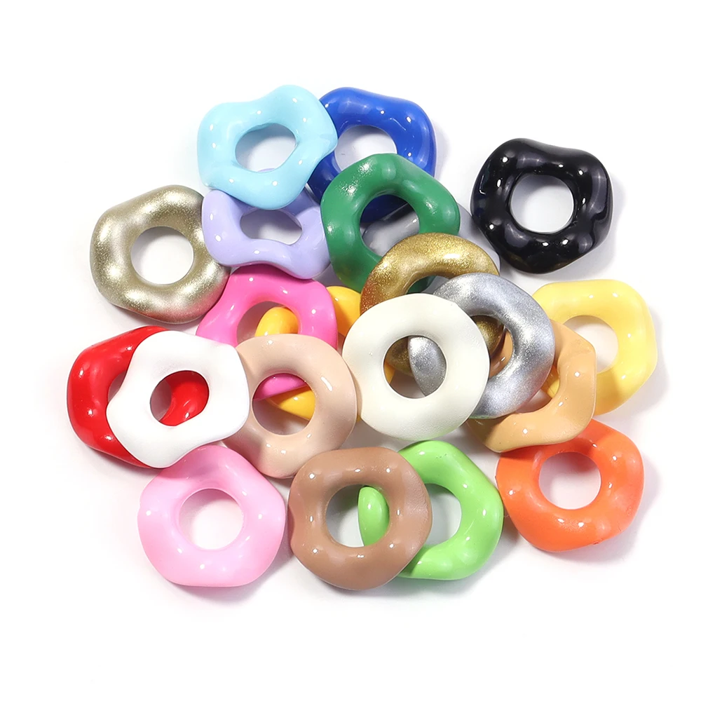 20 Stück 16mm Acrylperlen in Bonbonfarben, bunte Donut-Perlen für DIY Schmuckherstellung, Armbänder, Handyketten, Schlüsselanhänger-Zubehör – Detail 11