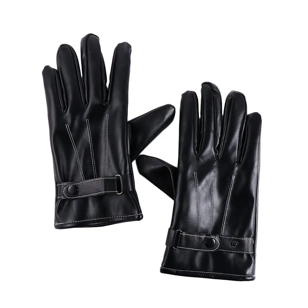 High Quality Men Leather Gloves Motorcycle Winter Windproof Screen Full Finger Gloves Gloves Mittens