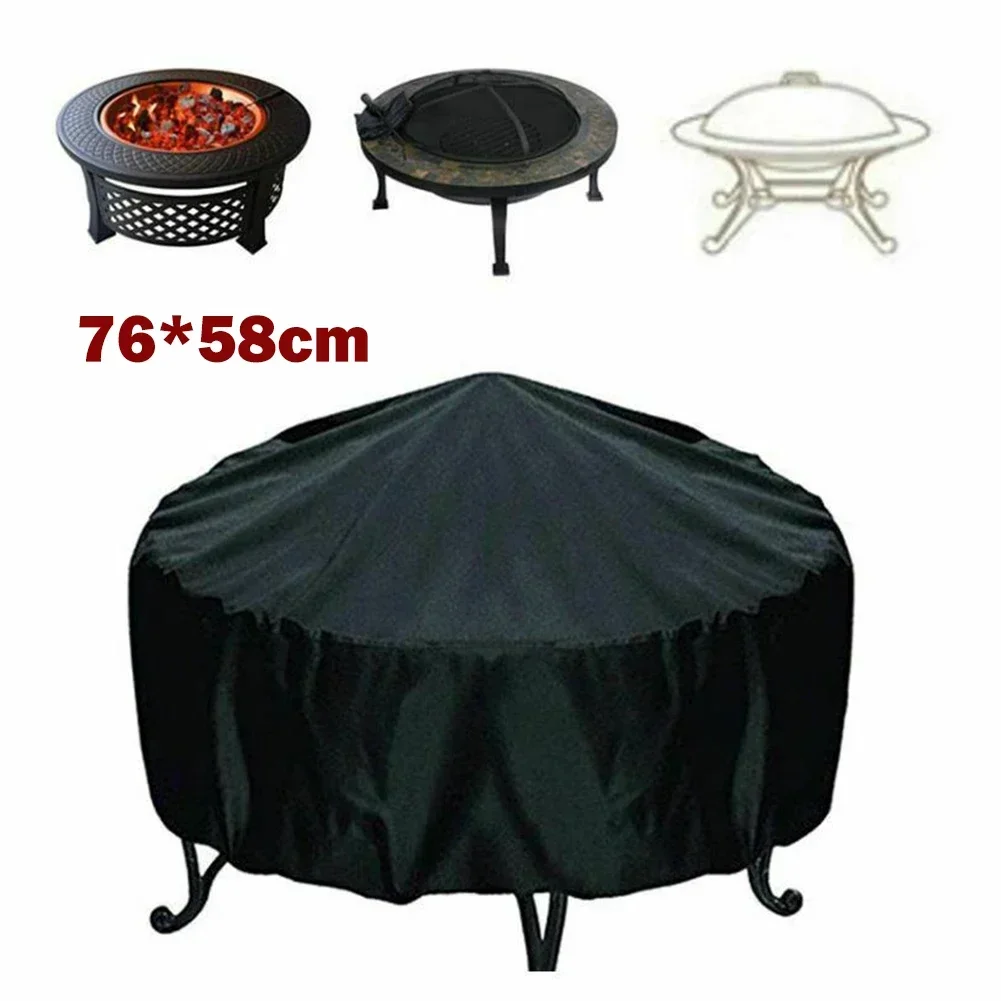 High Quality Practical Quality Is Guaranteed Brand New BBQ Grill Cover Round 145*61*117cm/76*58cm Black Polyester Fabric