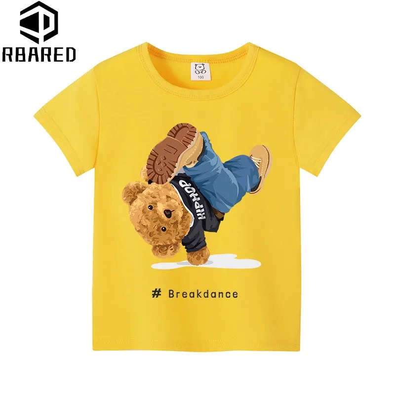 Trendy Teddy Bear Children\'s T-shirt 100% Cotton Boys Clothes Stitch Tops Top Shirts Brands Short Sleeve 2024 Kids Clothes Stich