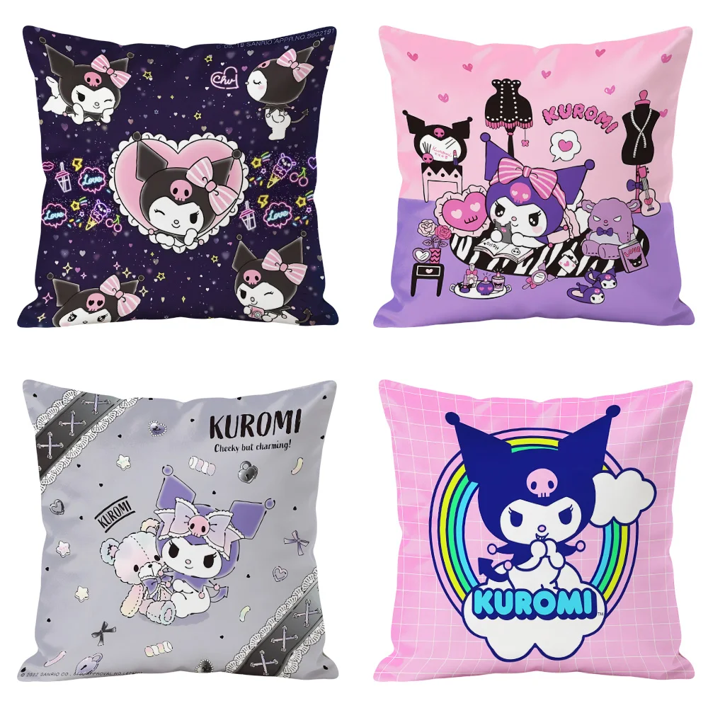 Kuromi Double Sided Print Decorative Pillowcase Cushion Cover 40x40 45x45 30x30 for Sofa Bedroom Home Decor Cool Room Stuff