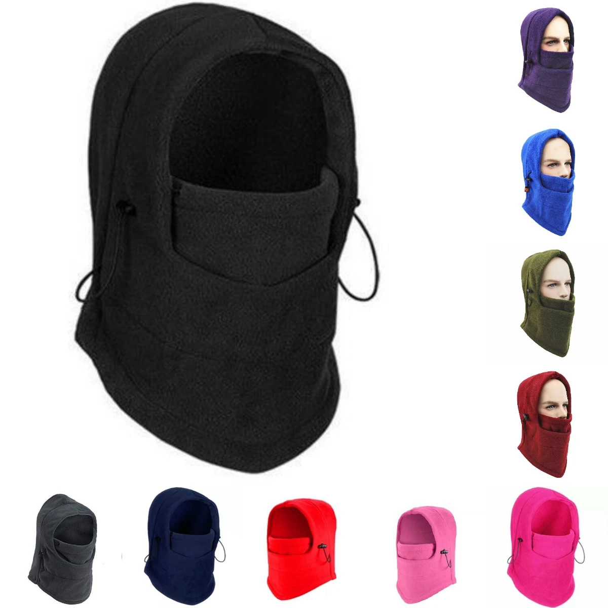 

Unisex Versatile Solid Color Balaclava Hat Dual Purpose Scarf Hat Adjustable Multiple Wearing Methods Winter Hat Trend Warm Cap