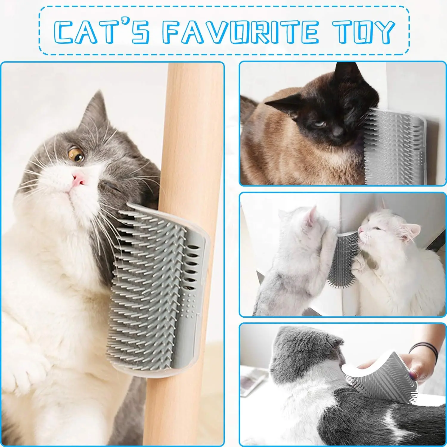 Cat Self Groomer,Soft Cat Wall Corner Scratcher Self Grooming Massage Combs,Pets Brush Remove Hair Comb Grooming Table Removable