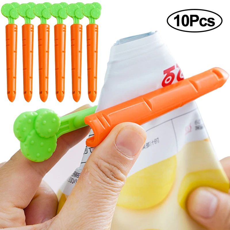 1/10pcs Carrot Food Bag Sealing Clips Kitchen Fresh Keeping Organizer Sealing Tongs Bread Snack Bag Clamp Fridge Storage Tools