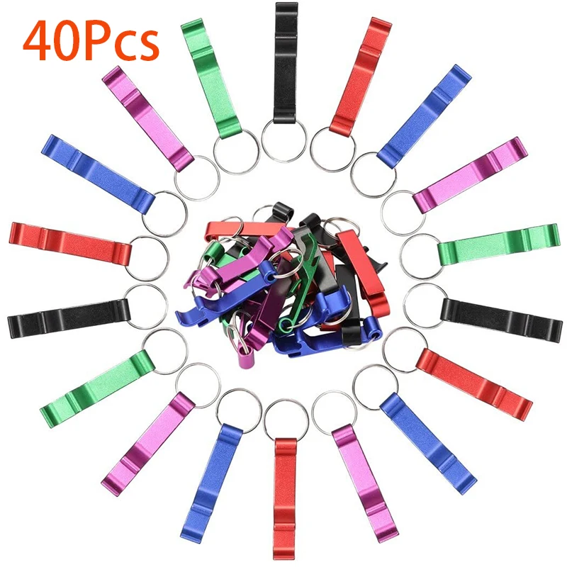 

40Pcs Bottle Opener Keychain for Men Women Multicolor Aluminum Key Chain Beer Can Bottle Openers