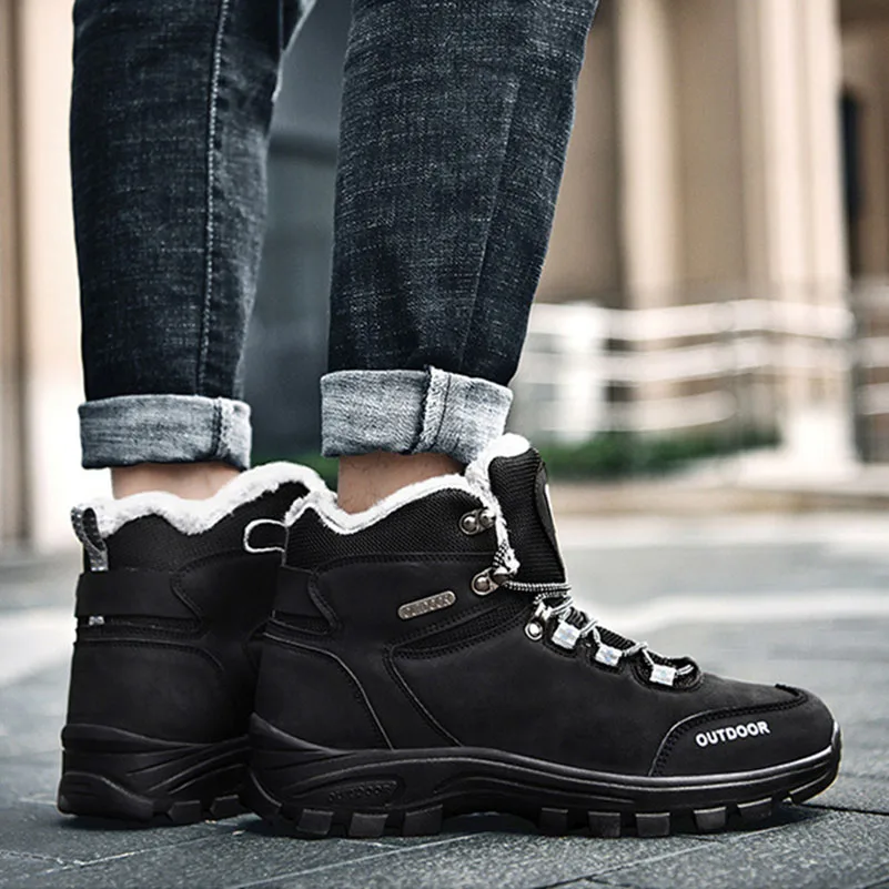 Herren Schneestiefel Isoliertes Fellfutter Winter Warme Wanderschuhe Walking Sneaker