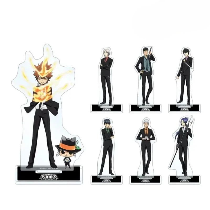 Tsunayoshi hayato tsuna gokudera yamamoto hibari mukuro squalo belphegor figura boneca anime acrílico suporte modelo cosplay brinquedo presente