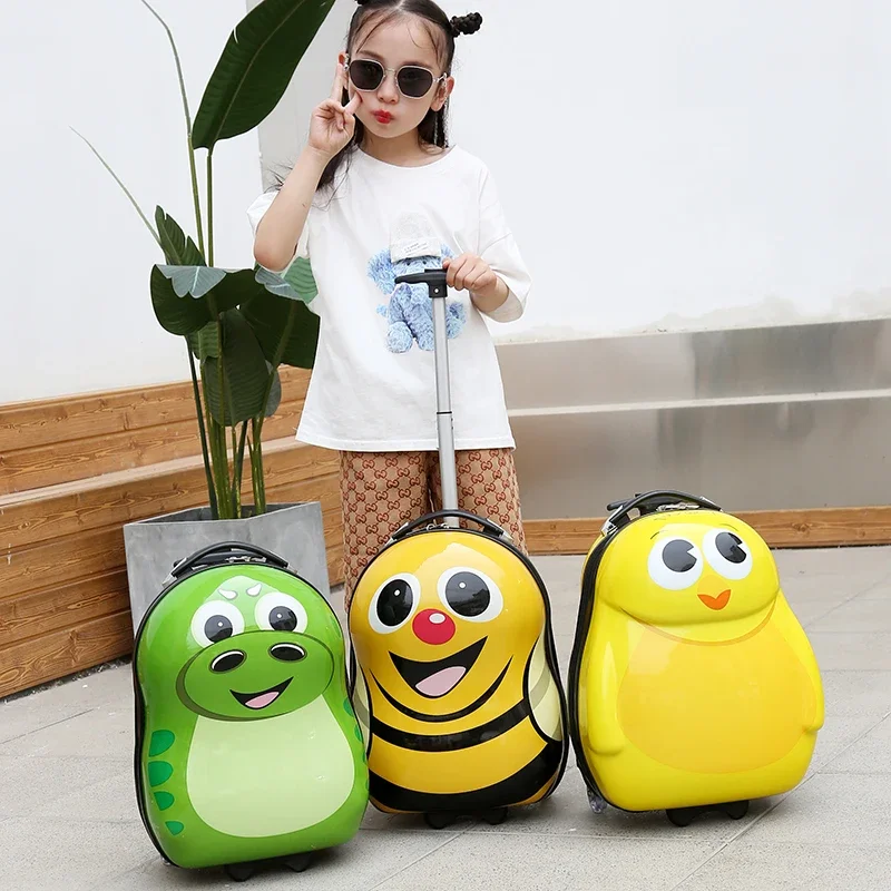 Cartoon kids suitcase on wheels travel trolley luggage bag Travel bags for children gift rolling luggage 16''carry on suitcase