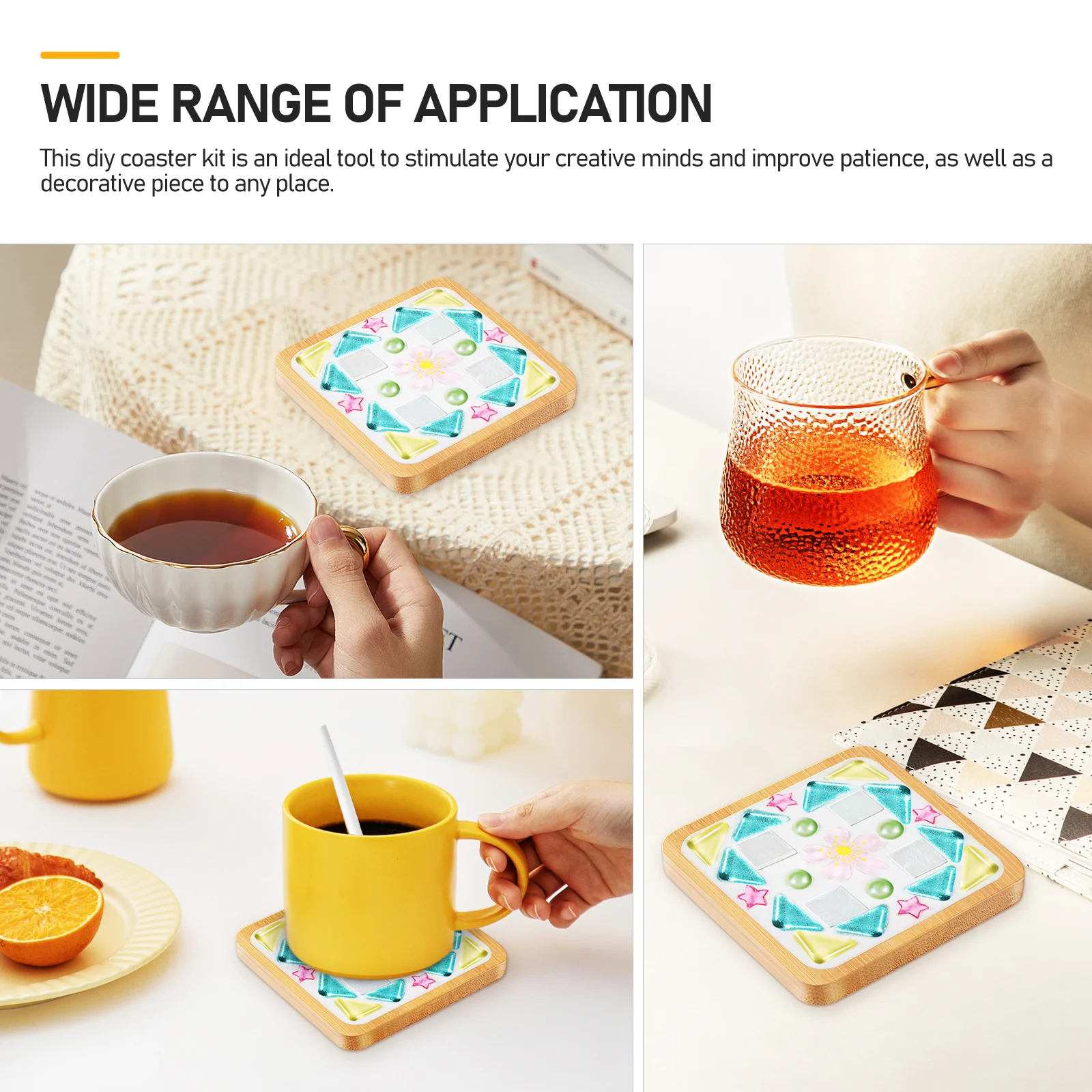 

Wooden Coasters Diy Kit Mosaic Craft Tiles Creative Coaster Making Supplies Adults Kids Home Decorative Tea Cup Coaster