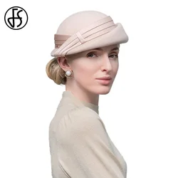 FS Elegant Millinery Fascinator Winter Beret Wool Hats For Women Wedding Church Tea Party Pillbox Cap 2024 Fedoras Chapeau Femme