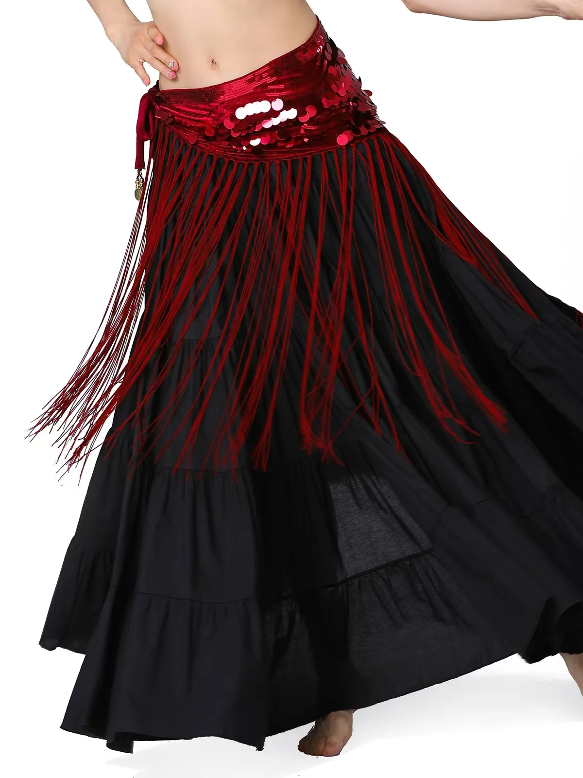 Belly Dance Hip Scarf Glitter Fringe Triangle Wrap Belt Sparkle Skirt for Women Outfit Accessory with Tassel Sequins Shine New