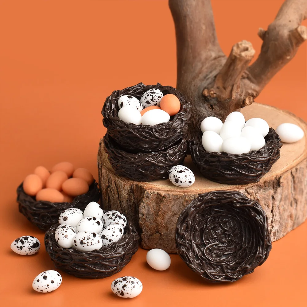 Simulation Nest Egg Chick Duck Bird miniature figurine Resin Craft Artificial Model home fairy garden decoration DIY accessories view 6