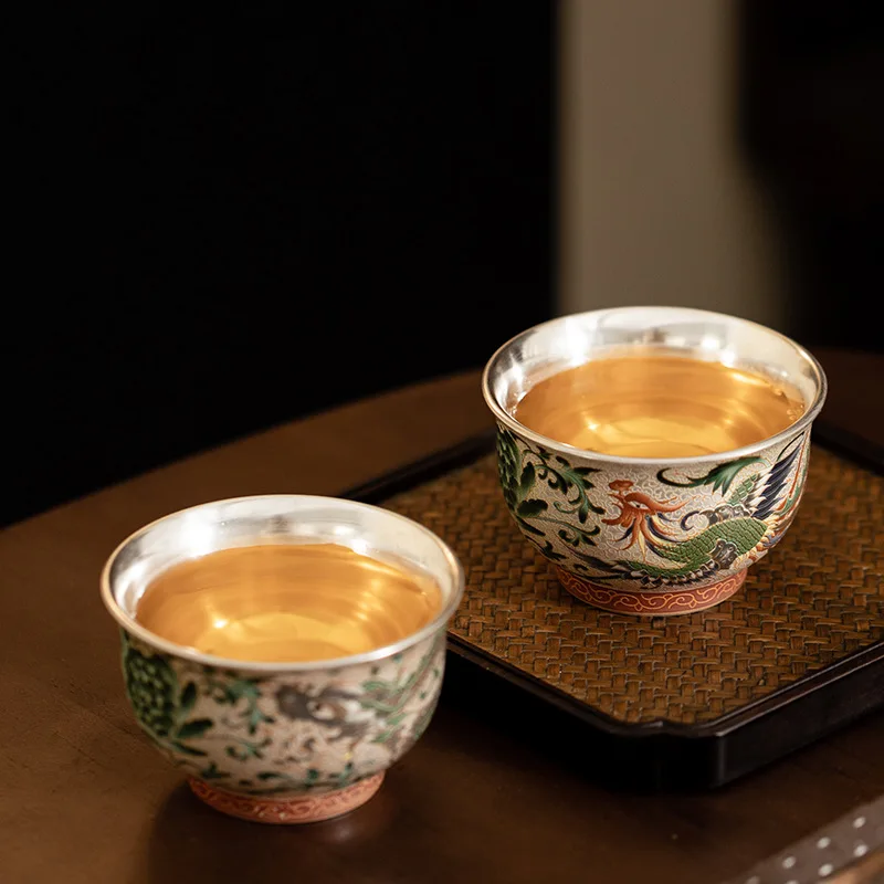 

Longfeng pair cup ceramic teacup master couple drinking tea double tea tasting tea set gift