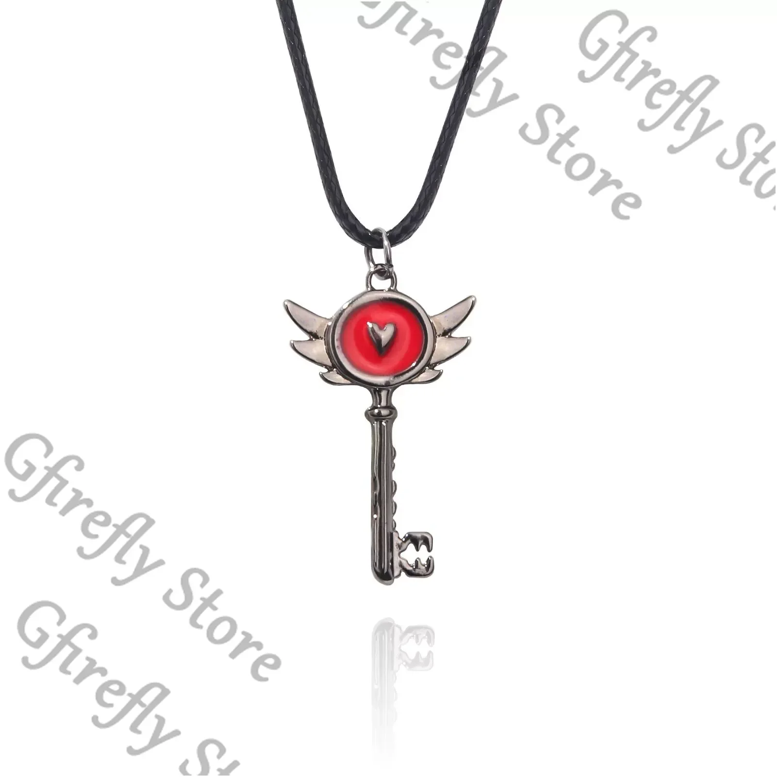 Hazbin Hotel Cosplay Key Pendant Necklace Metal Amulet Anime Ornaments Collarbone Chain Hanging Drop Vaggie Alastor Husk view 2
