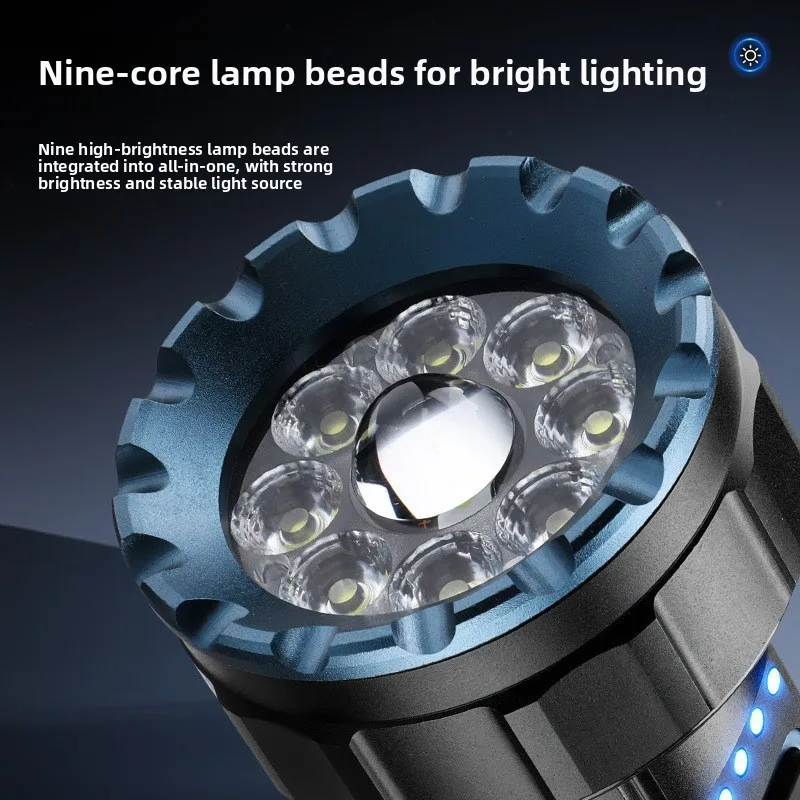 USB-Rechargeable High-Brightness Flashlight: Multi-Functional Torch for Home Lighting, Outdoor Emergency Use, and COB Ambient