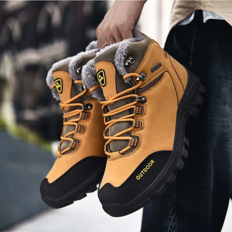 

YRZL Thermal Trekking Shoes Men Waterproof Anti Slip Mountaineering Boots Mens Boots Outdoor Adventure Footwear Lightweight 2025