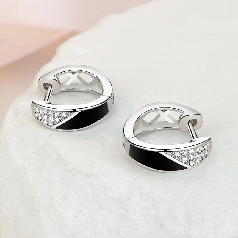 925 Sterling Silver Earrings Channel Cubic Zirconia Silver Stud Earrings for Women Sterling Silver Jewelry  ear cuff - view 3