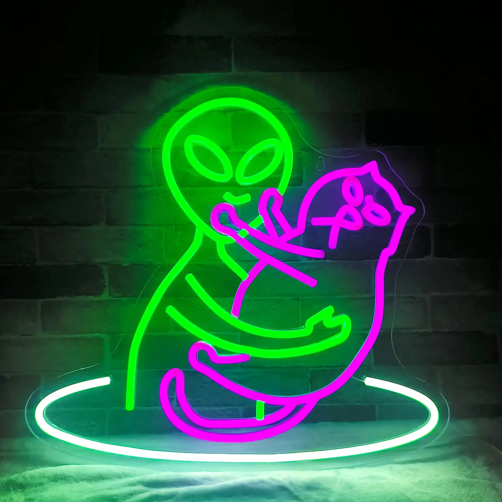

Alien Cat Neon Sign Funny Cute Cat Sign Wall Decor For Bedroom Party Man Cave Club,Birthday Gifts For Women,Men,Boys,Girls