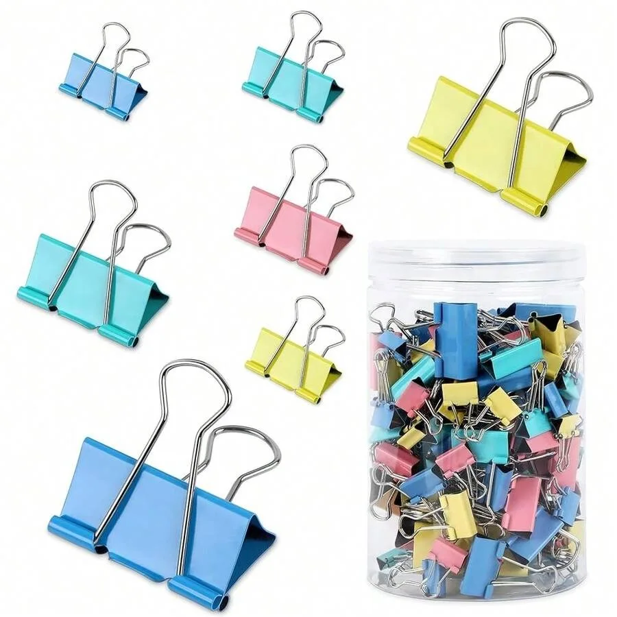 

150Pcs Large Binder Clips 6 Assorted Sizes Paper Clamps Clip For Notes Paper Document Organizing Metal Clip Office Schoolsss Ho