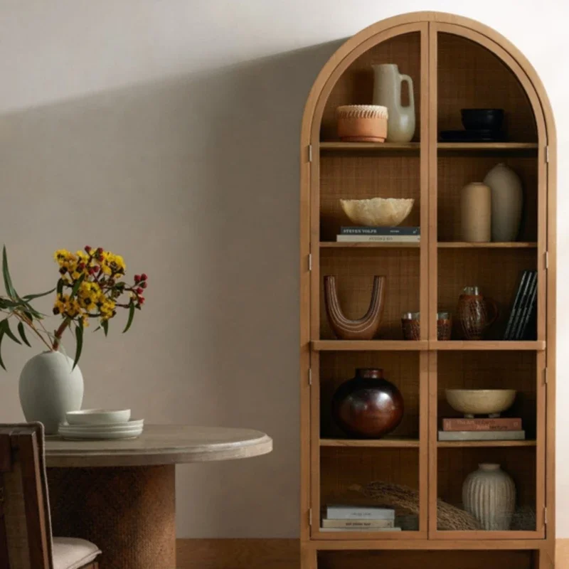 

American Arch Bookcase French Retro Wine Cabinet Retro Color Locker Nordic Ash Wood Side Cabinet