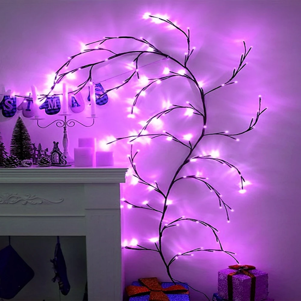 Imagem -02 - Usb Flexível Willow Vine Luz Decorações de Casamento Faça Você Mesmo Rattan Árvore Ramo Luminoso Luz de Parede Lareira Festa Quarto