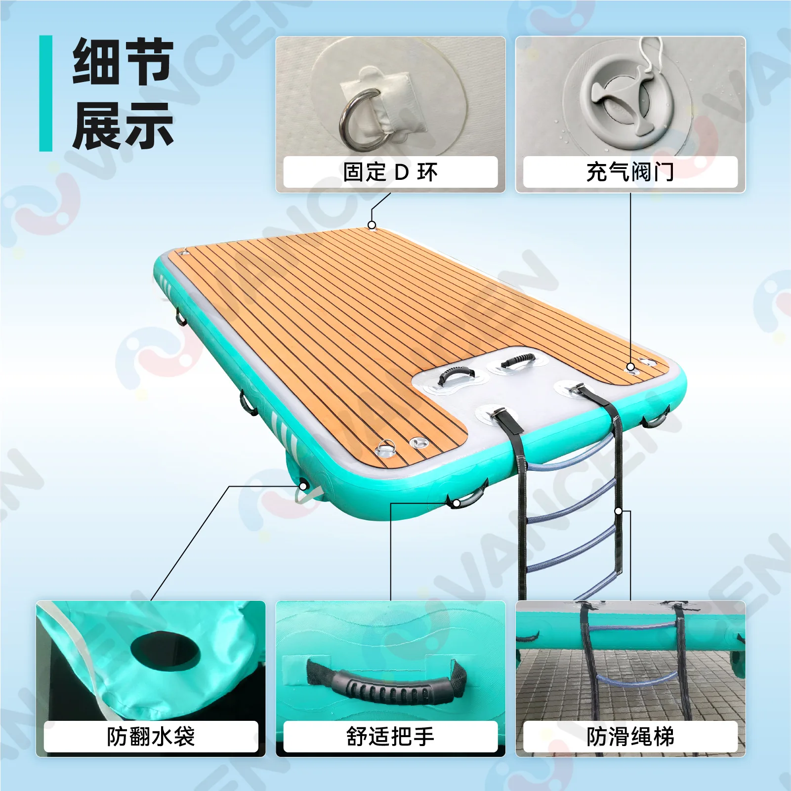 Outdoor water leisure inflatable floating row anti-skid mat yacht docking pontoon bridge marina platform floating bed floating view 4