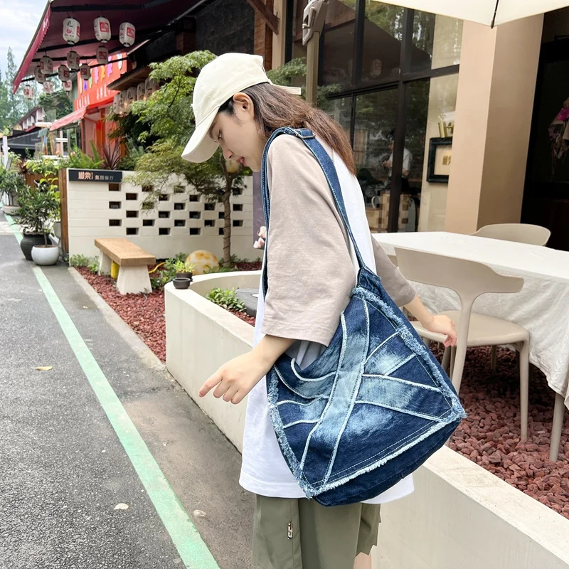 

Denim Flap Shoulder Bags For Women 2024 New Jeans Big Shopper Bag Fashion Female Eco Bag Large Capacity Crossbody Messenger Bags