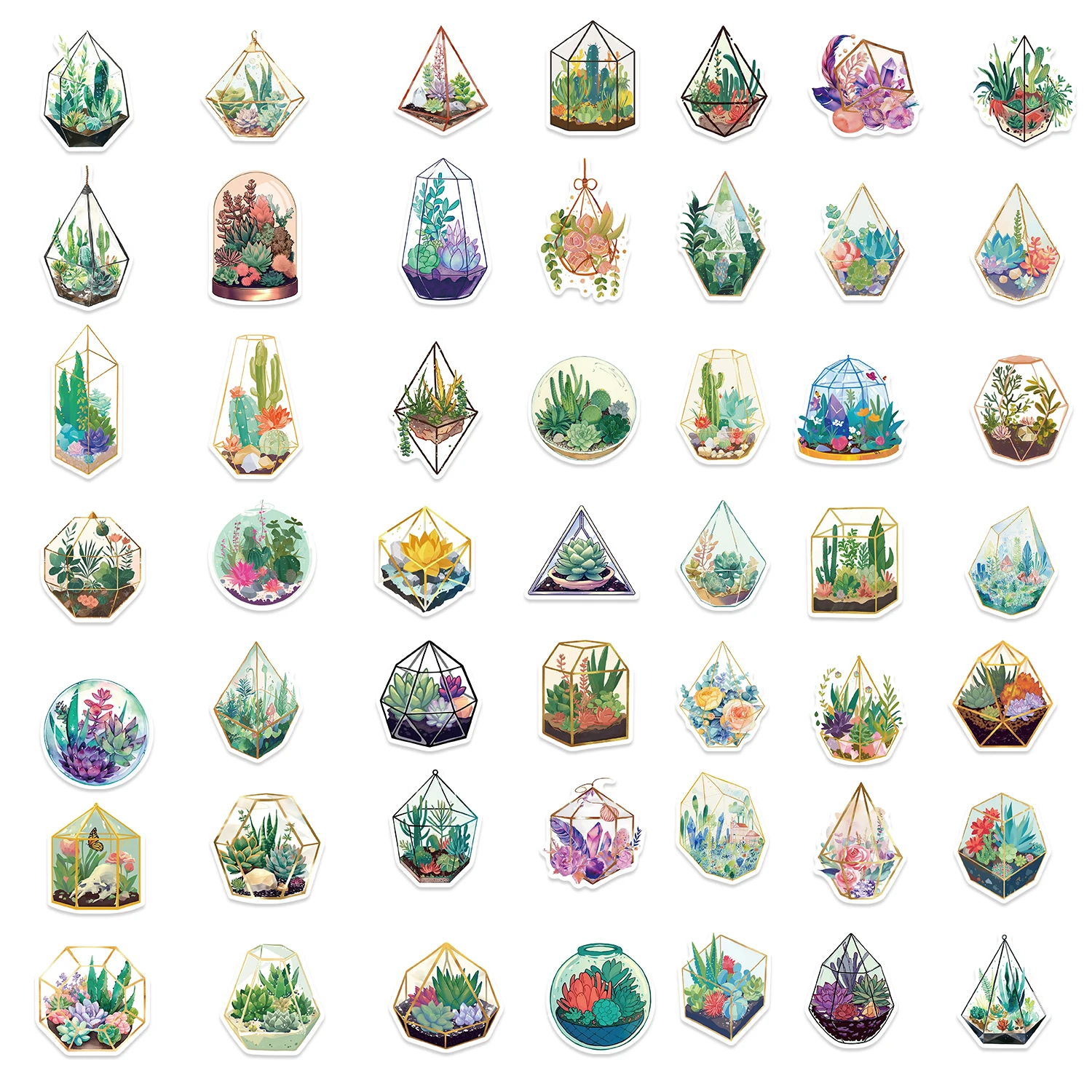 50Pcs Glass House Stickers Crafts And Scrapbooking Decals For Kids Toys Book Decorative Sticker DIY Stationery