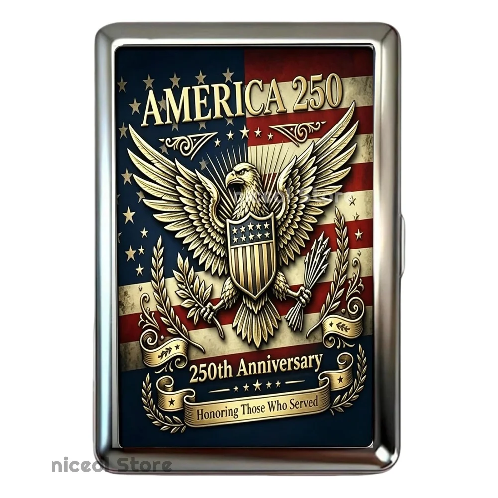 250 Anniversary Metal Vintage Card Holder for Women Men Portable Smoking Boxes with Snap Closure for Credit ID Business Cards