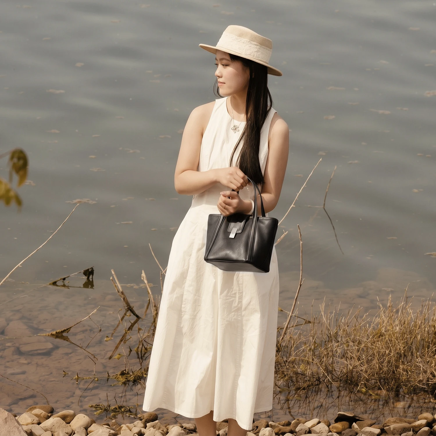 本革トートバッグ レディース ヴィンテージ トップハンドル  - Structured Handbag Top Handle のレビューと価格