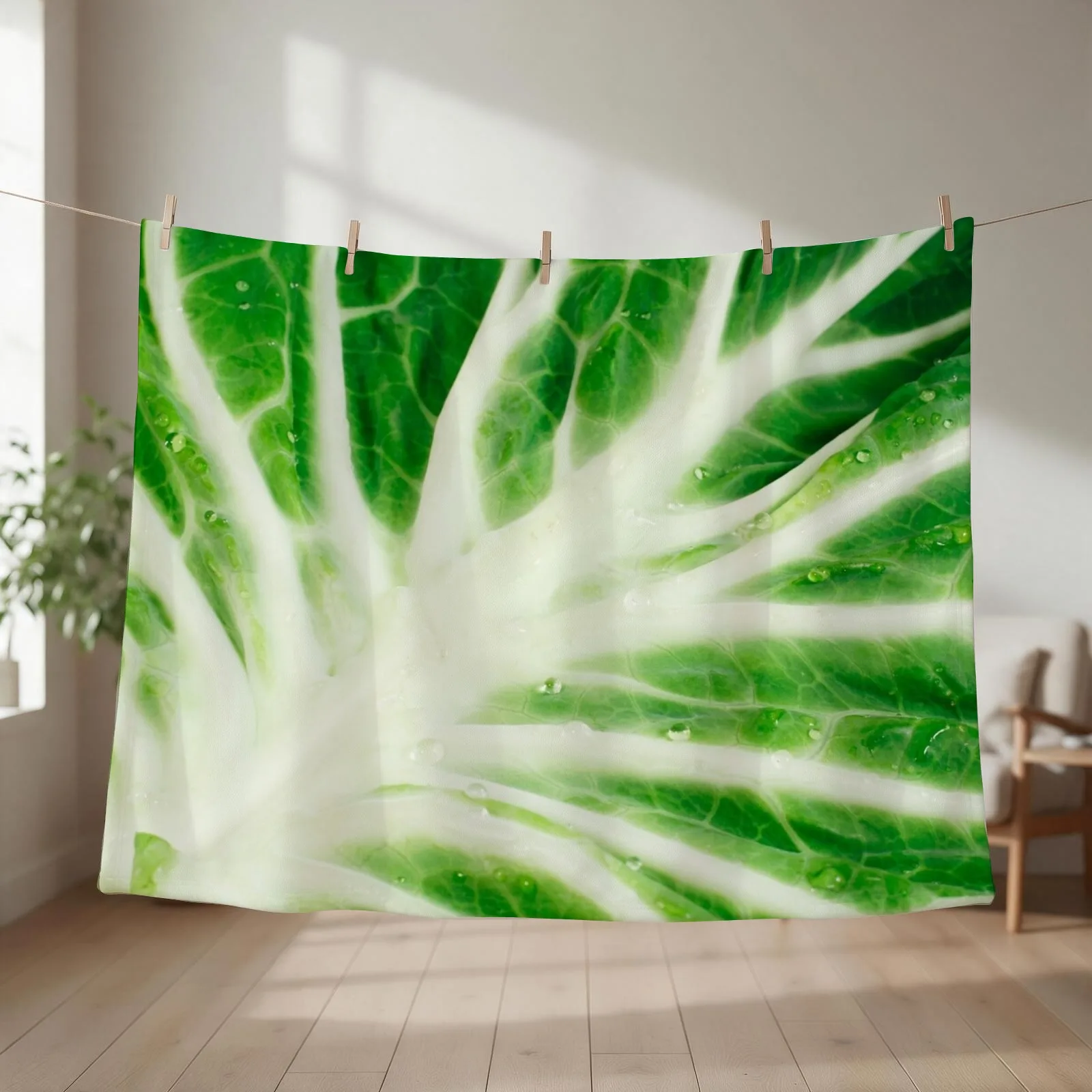 Cabbage leaf Throw Blanket couch cozy soft plush fuzzy picnic outdoor blanket