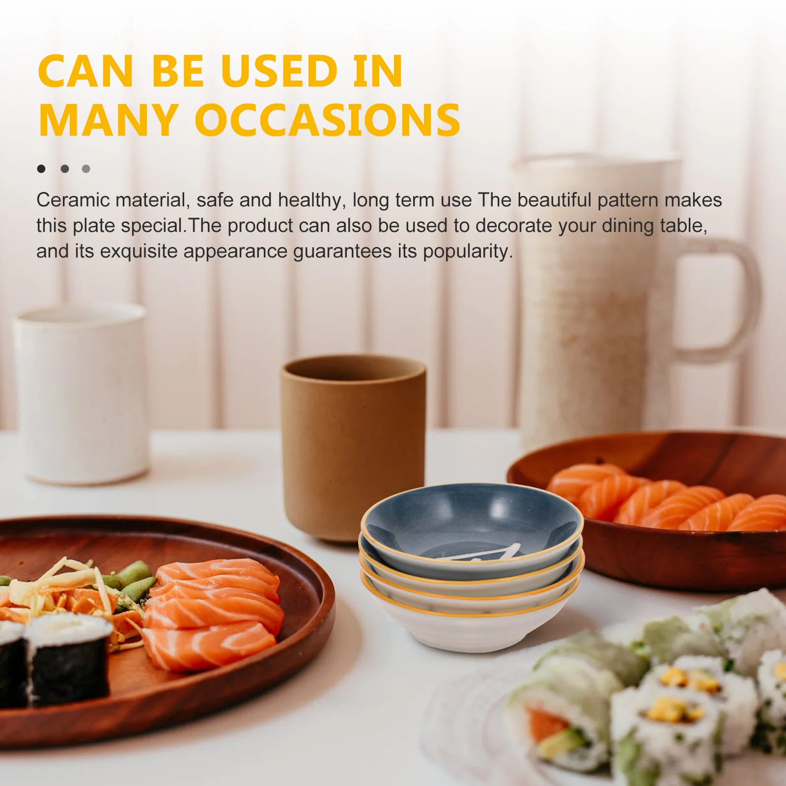

4Pcs Ceramic Sauce Plates Japanese Style Seasoning Dish for Dining Table Serving Vinegar Sauce Dipping Bowl Condiment Plate