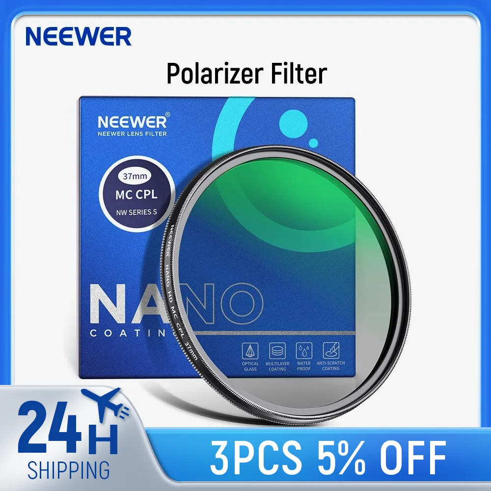 NEEWER فلتر مستقطب، 24 طبقة متعددة المقاومة مطلي بالنانو MC CPL فلتر مستقطب دائري مع زجاج بصري عالي الدقة/Ultra