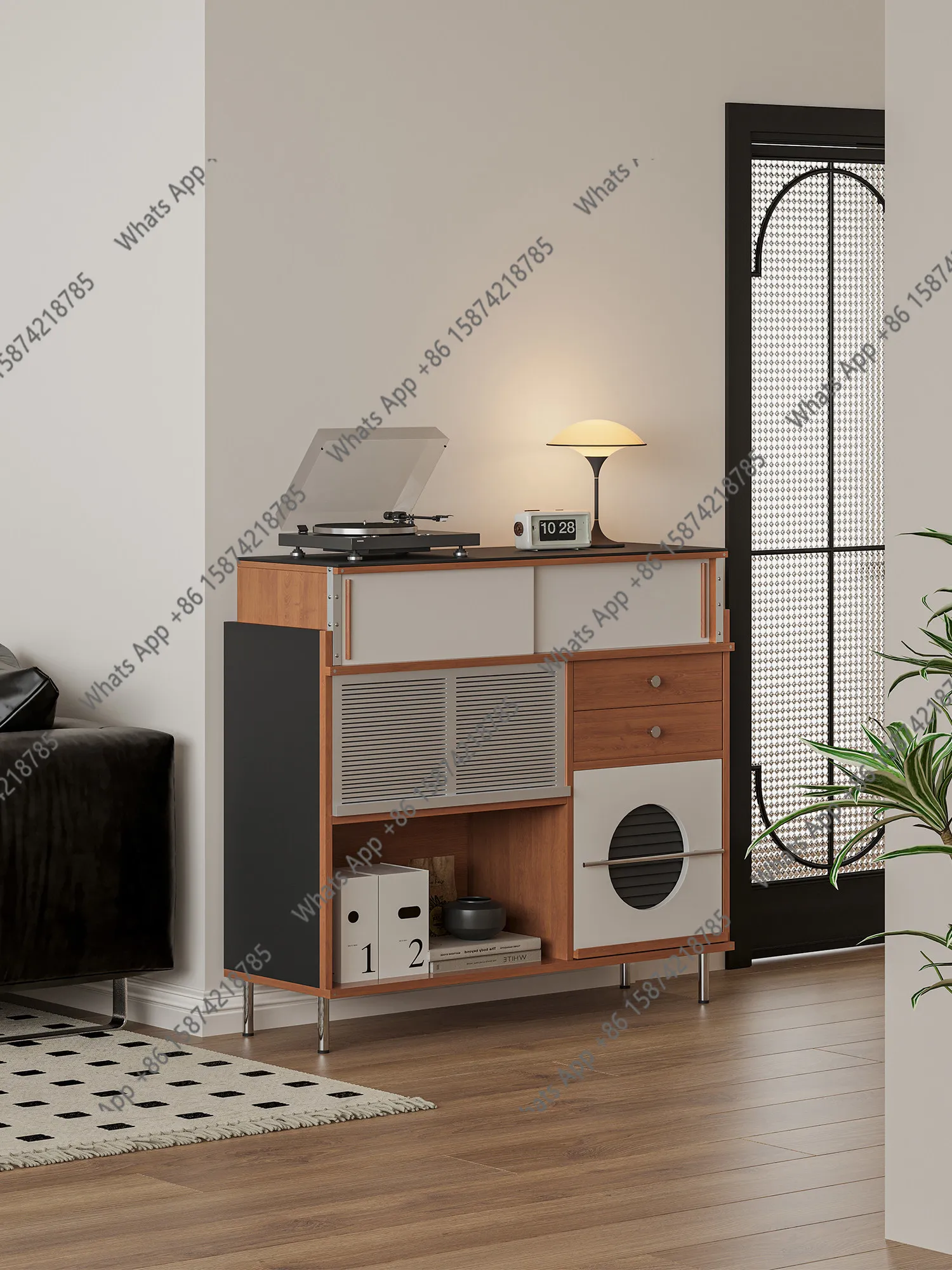 Log style modern color matching chest size apartment type household locker light luxury design vertical cabinet storage cabinet