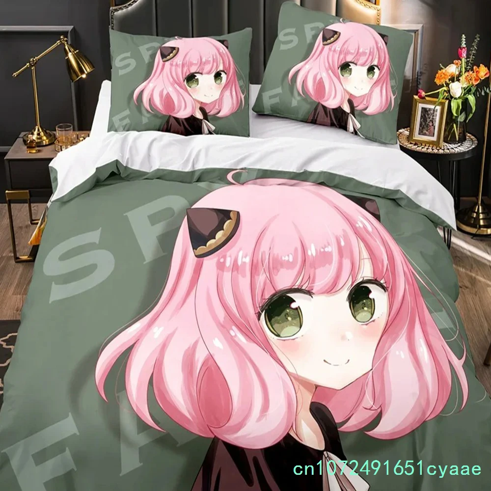 Anime SPY×FAMILY Anya Forger Comforter Bedding Sets Full Size Cartoon Duvet Cover Queen King Size Quilt Cover Pillowcase Set