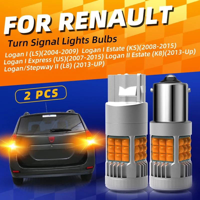 

LED Turn Signal Light Bulbs Front/Rear Blinker Direction Indicator Amber For Renault Logan/Stepway 1 2 2007 2010 2011 2012 2013