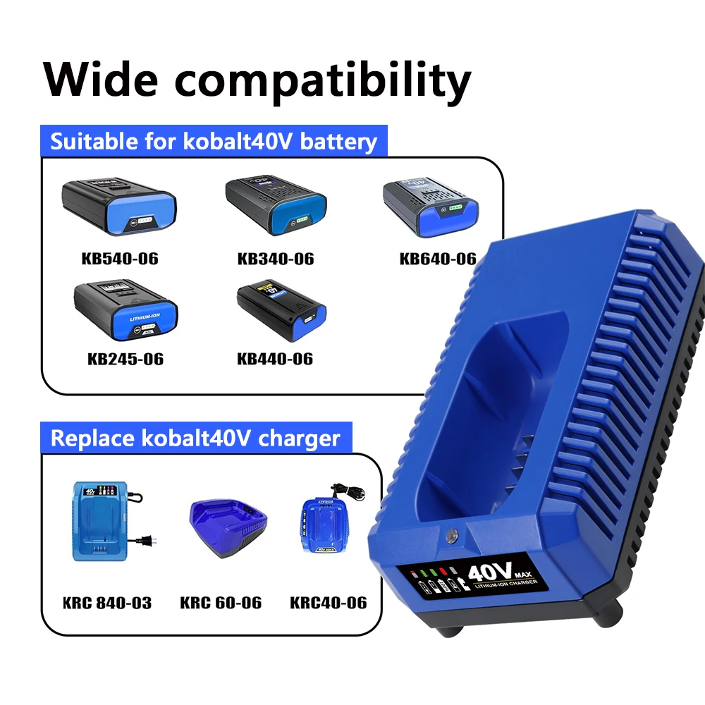 VICTPOWER 40V 2.2A Fast Charger Replacement for Kobalt 40V Lithium Ion Battery Power Tools Lawn Mower Trimmer Blower