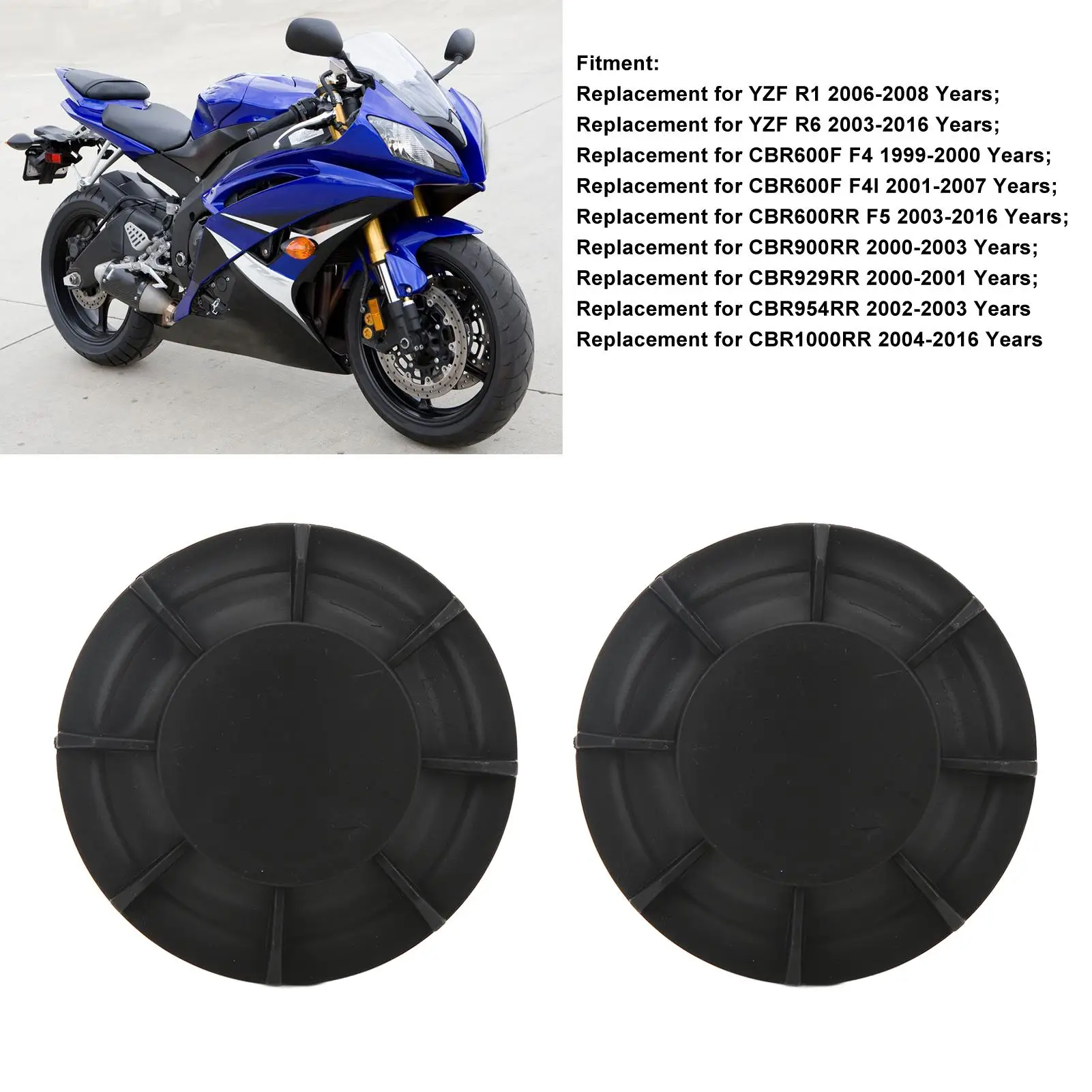 Motorcycle Headlight Rear Cover Headlamp Dust Cap Waterproof Replacement for YZF R1 2006‑2008