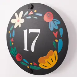 Flower Framed Metal Room Number Sign Apartment Door Personalized House Numbers Customized Plaque Address Name Door Decal Acrylic