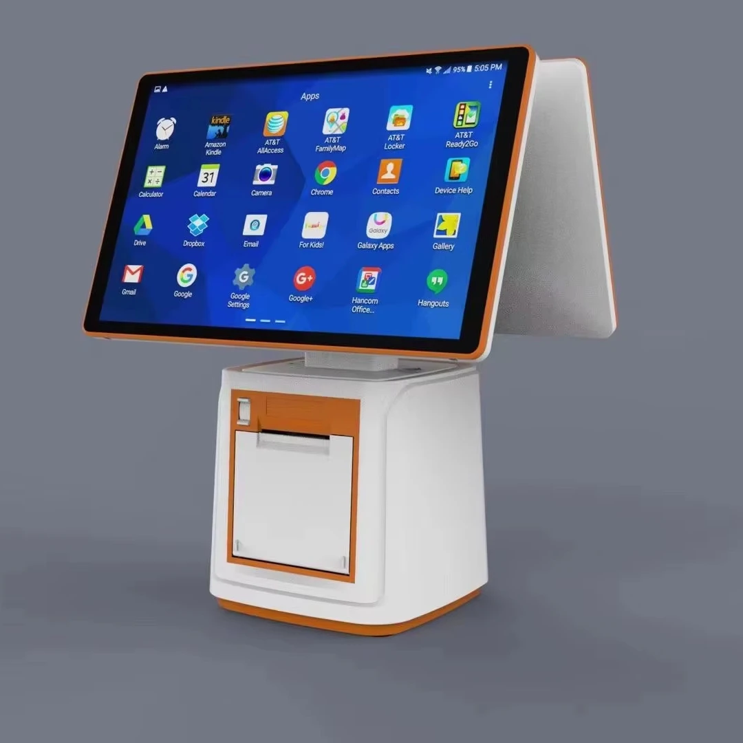 Google Play Android 14/11/12/13 Win10/linux، 15.6 +15.6/11.6 "شاشة مزدوجة تعمل باللمس نظام POS معدات الأجهزة OEM / ODM