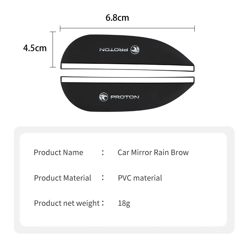 Lusterko samochodowe przeciwdeszczowe lusterko wsteczne wodoodporna płyta ochronna do Proton Exora Iriz R3 Wira Saga Magma X50 V6 X70 L3 L5