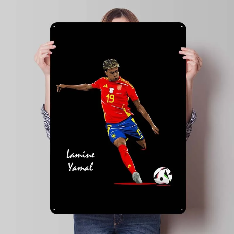 Lamine Yamal Metal Signs Soccer Posters Vintage Home Decor Items Customized Tinplate Sign for Wall Art Decoration Room Decor Men