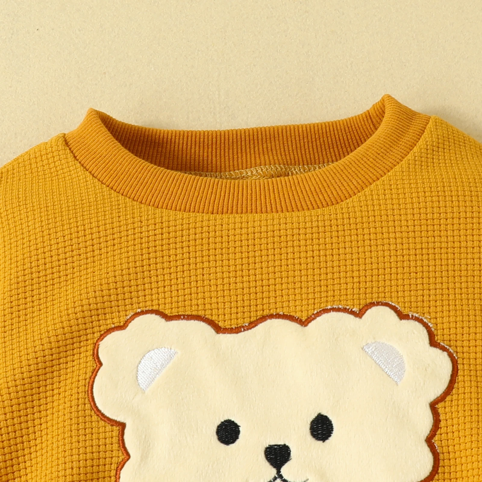 Baby Cute Cartoon Bear Head Embroidered Long-sleeved Bear Claw Embroidered Trousers 2pcs Autumn Winter