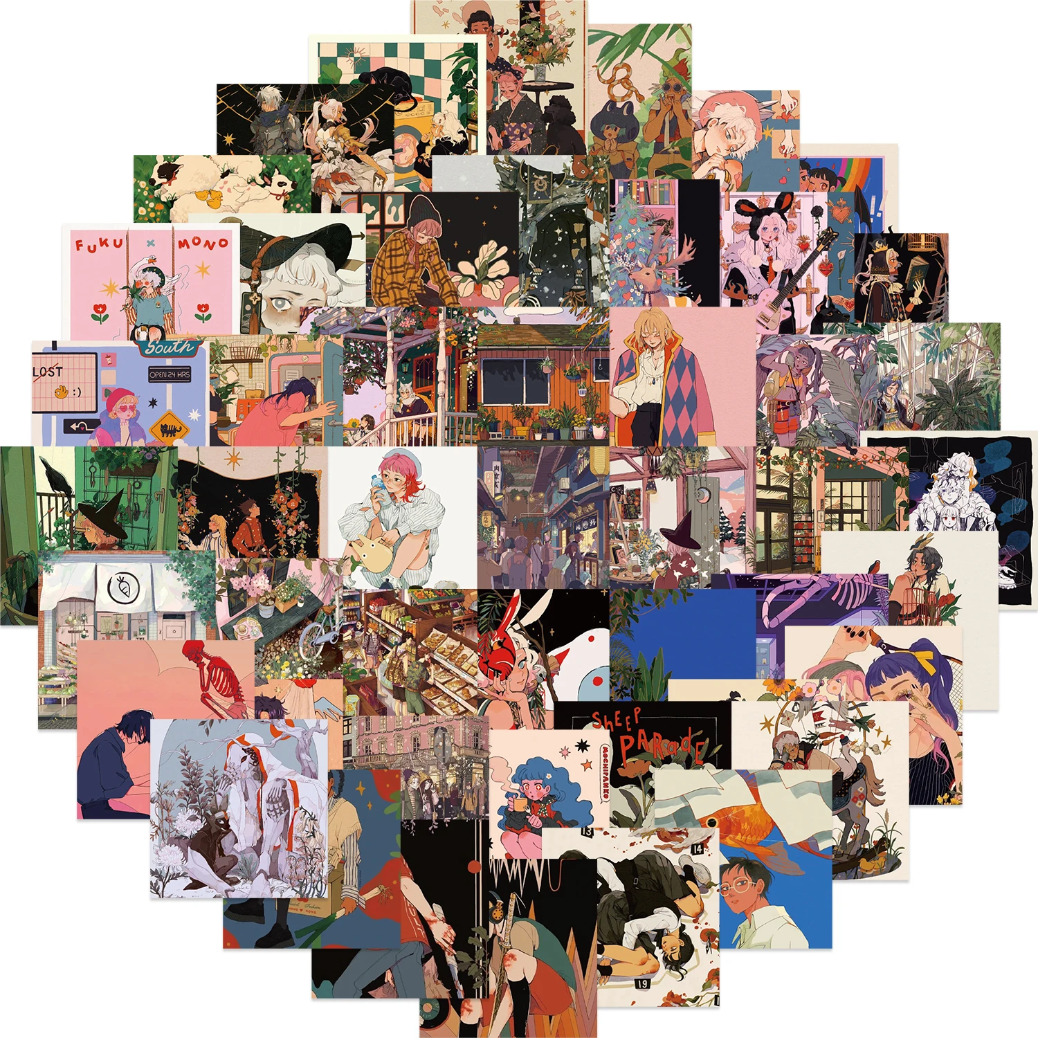 

62PCS Vintage Simple Retro Art Stickers Aesthetic Graffiti Funny Decals For Scrapbook Laptop Bottle Sticker For Kids Gifts