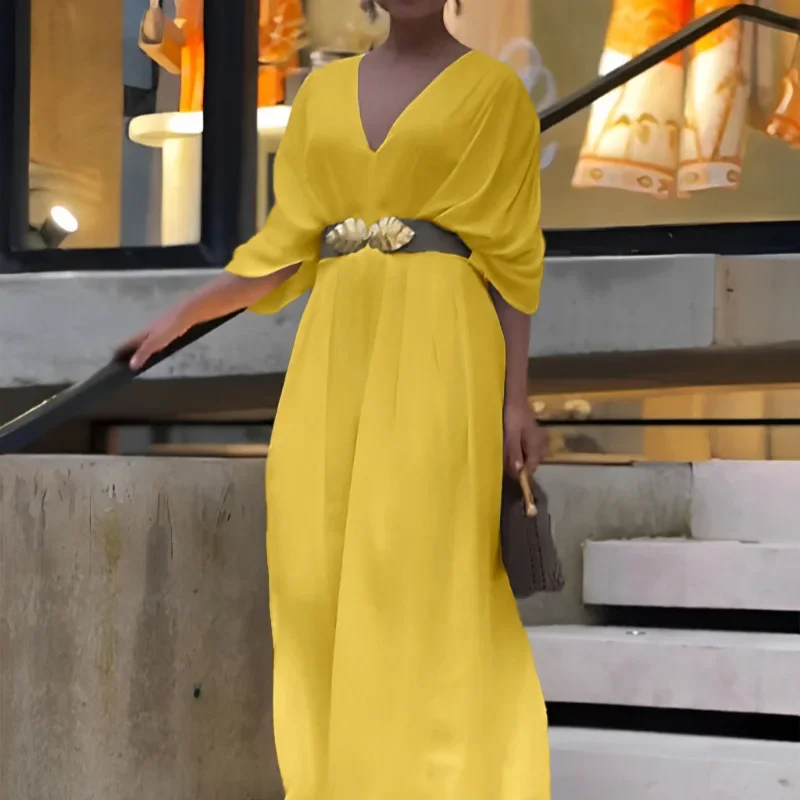 

Весенне-летняя мода 2024, уличная новая женская одежда с v-образным вырезом, плиссированная, с широкими штанинами, без пояса, свободная и длинная