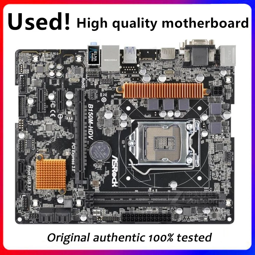 

For ASRock B150M-HDV Original Used Desktop Intel B150 B150M DDR4 Motherboard LGA 1151 i7/i5/i3 USB3.0 SATA3