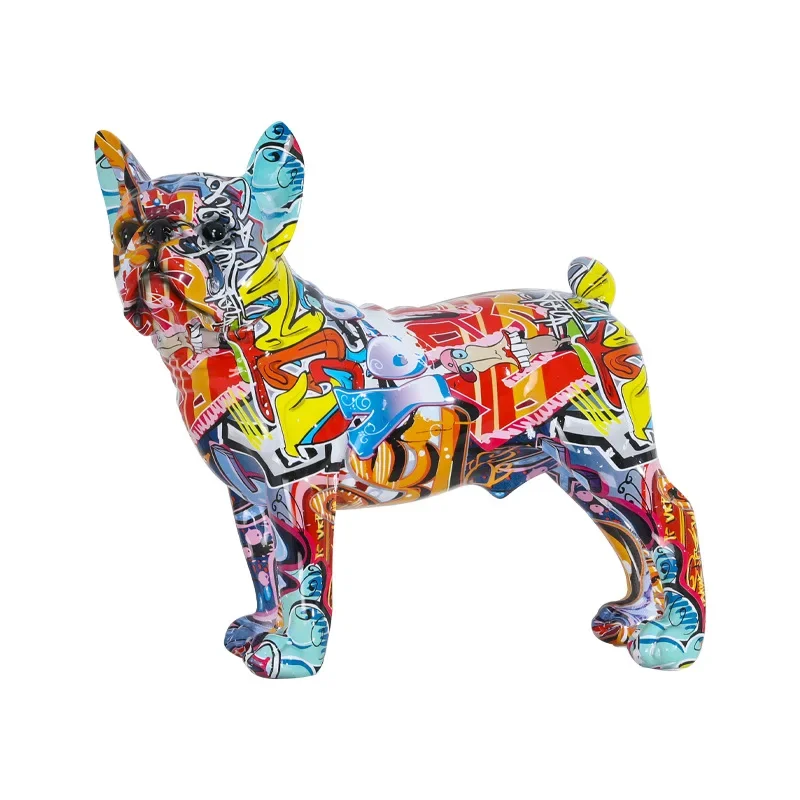 Colored Bulldog Resin Ornament Home Decoration Living Room Bedroom Study Soft Decoration Gifts