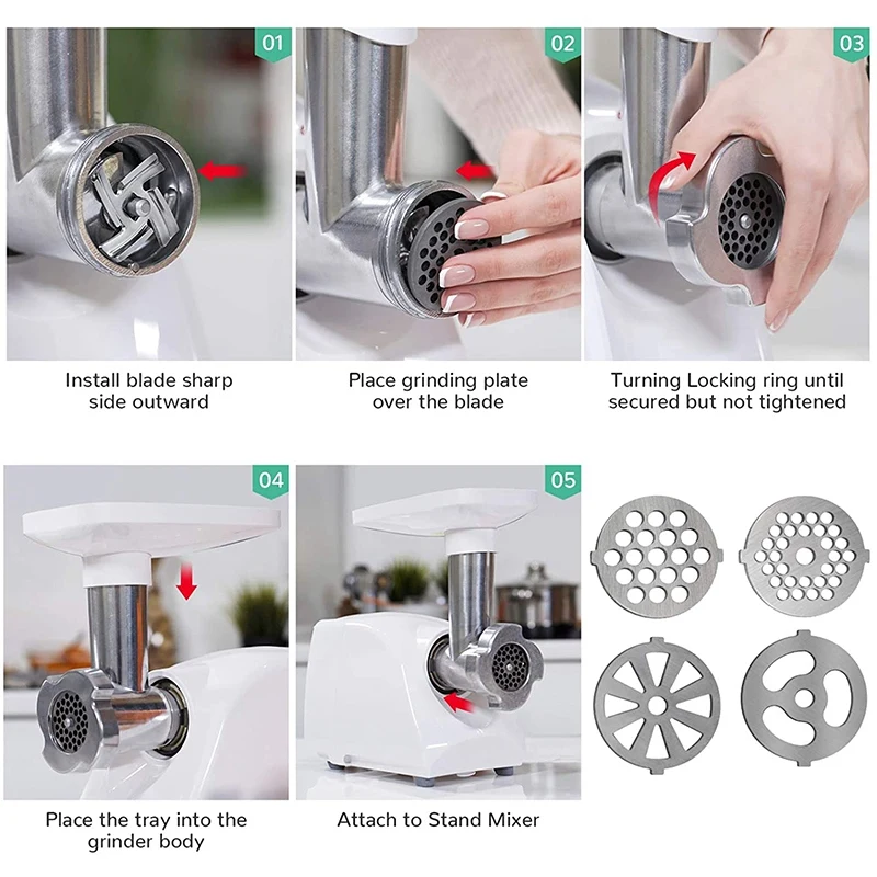 

Набор из 10 ножей для мясорубки AC76, диски из нержавеющей стали для мясорубки, кольца для набивки колбас, лезвия для измельчения продуктов